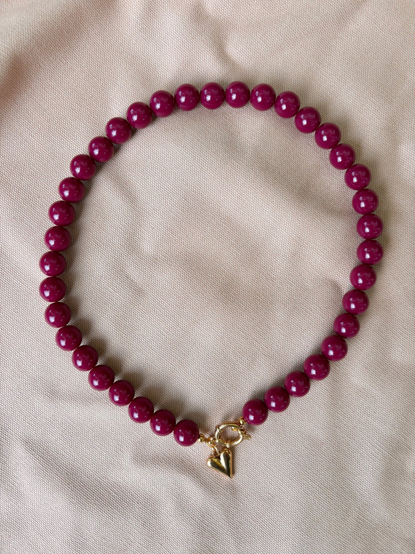 Kralenketting met bedel - Burgundy