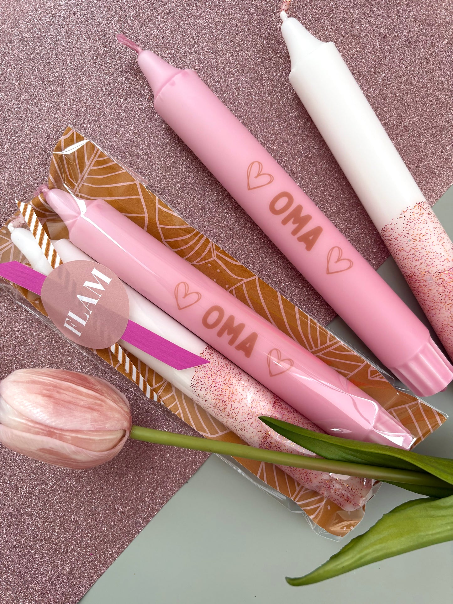 Cadeausetje 2 kaarsen - Oma