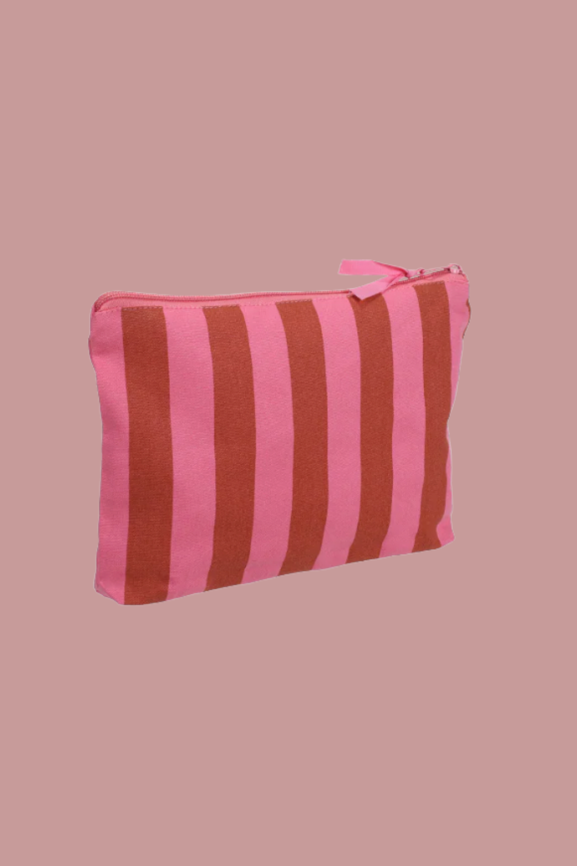 Etui/toilettasje - Streep Roze / Cognac