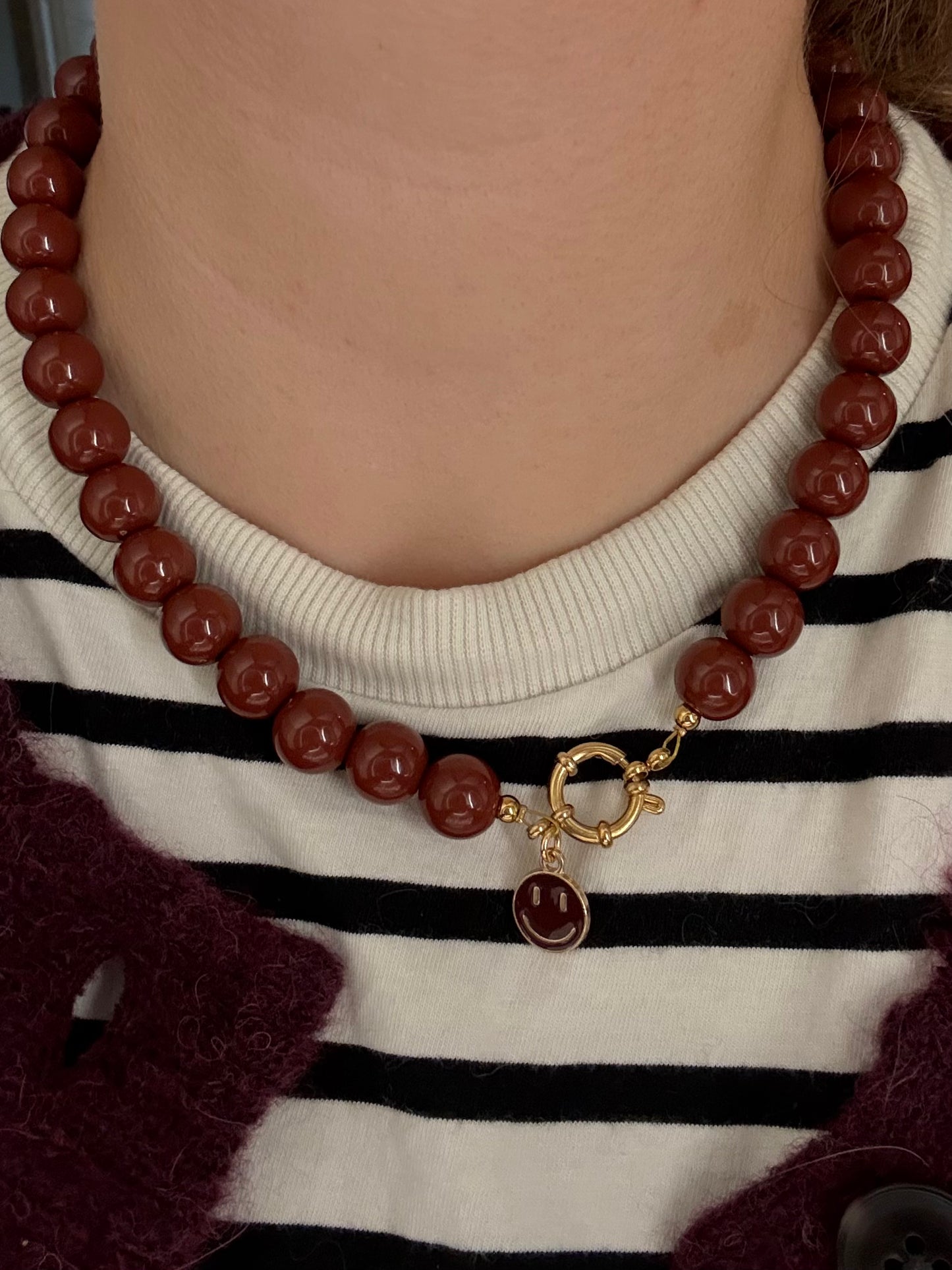 Kralenketting met bedel - Bruin