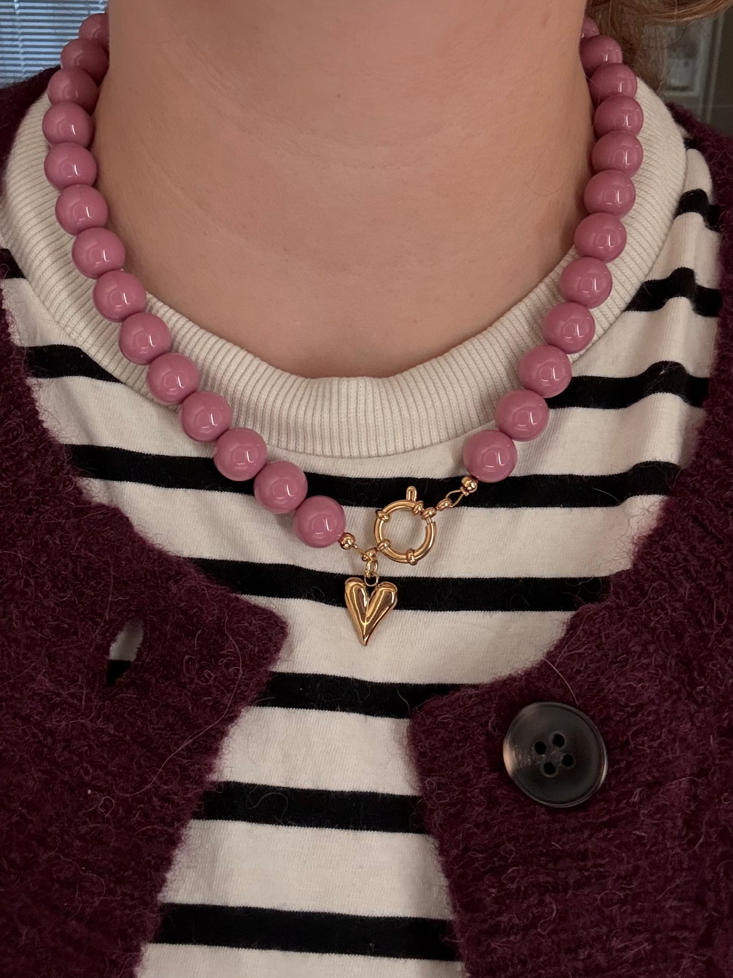 Kralenketting met bedel - Roze