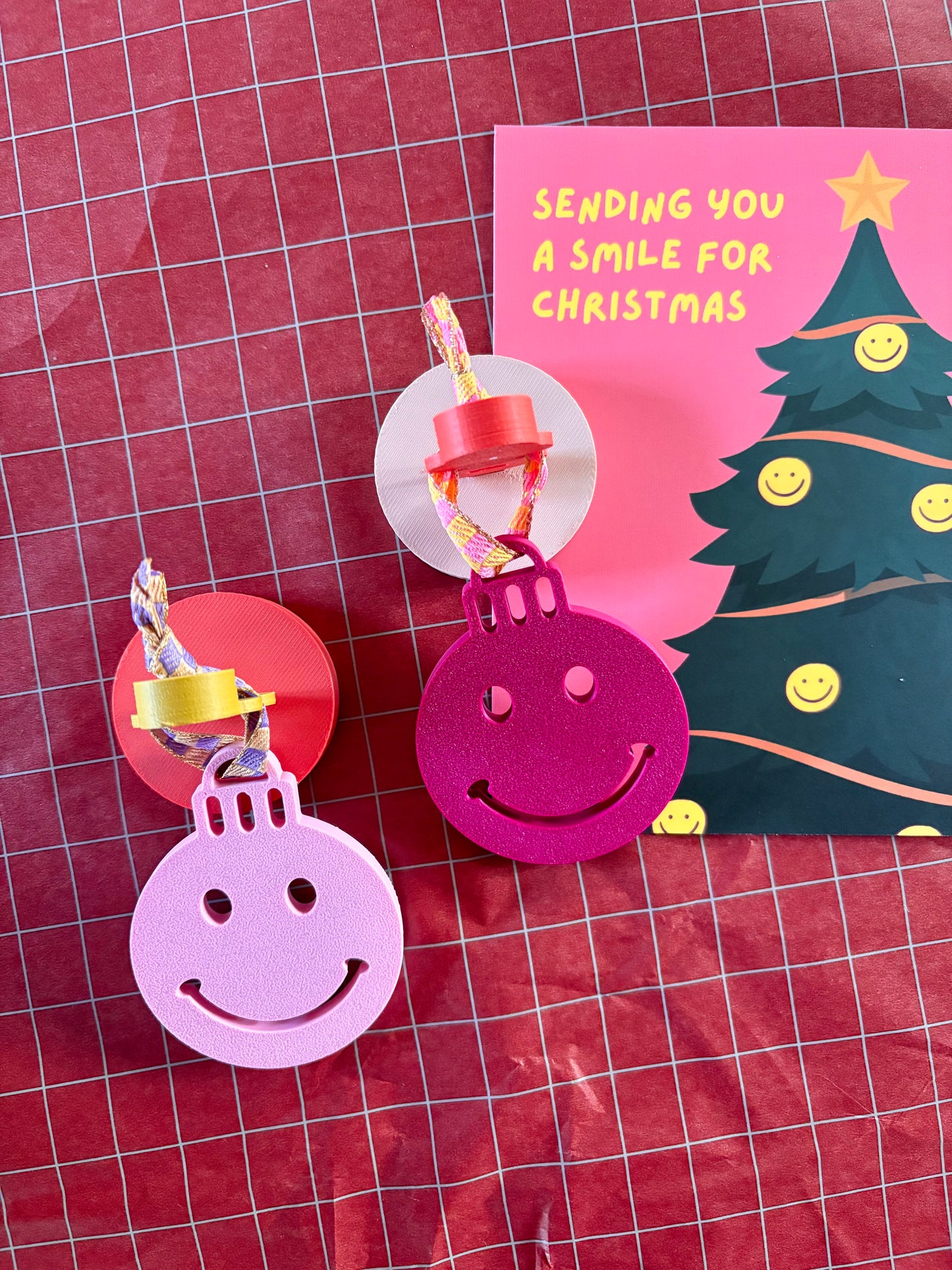 Kaart met kersthanger - Smiley