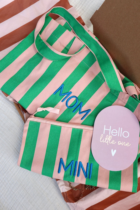 Brievenbuscadeautje - MOM & MINI Kraamcadeau Groen/Roze