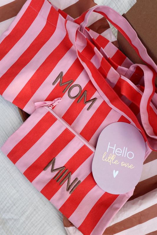 Brievenbuscadeautje - MOM & MINI Kraamcadeau Roze/Rood