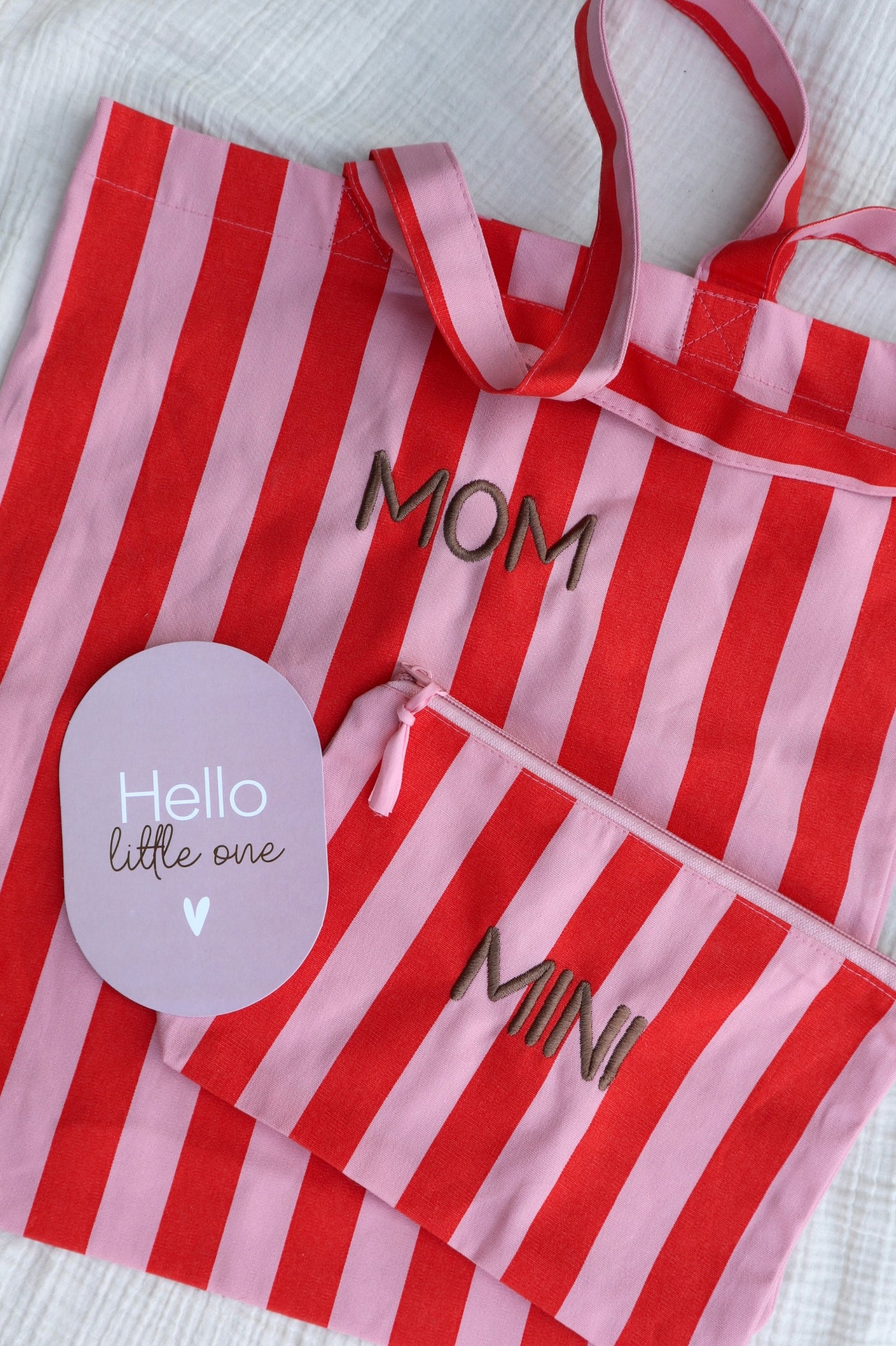 Brievenbuscadeautje - MOM & MINI Kraamcadeau Roze/Rood