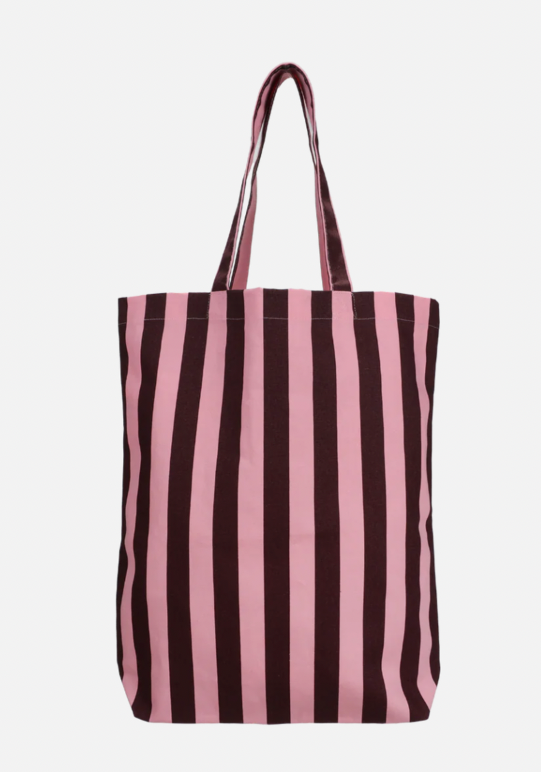 Katoenen tas - Stripes Chocolate - Bubblegum