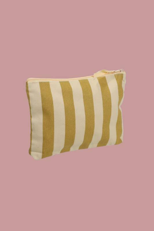 Etui/toilettasje -  Streep Groen/ Geel