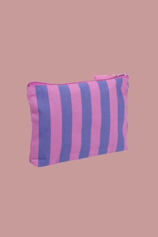 Etui/toilettasje -  Streep Blauw / Roze
