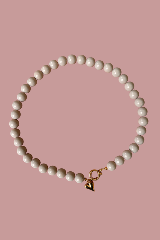 Kralenketting met bedel - Beige