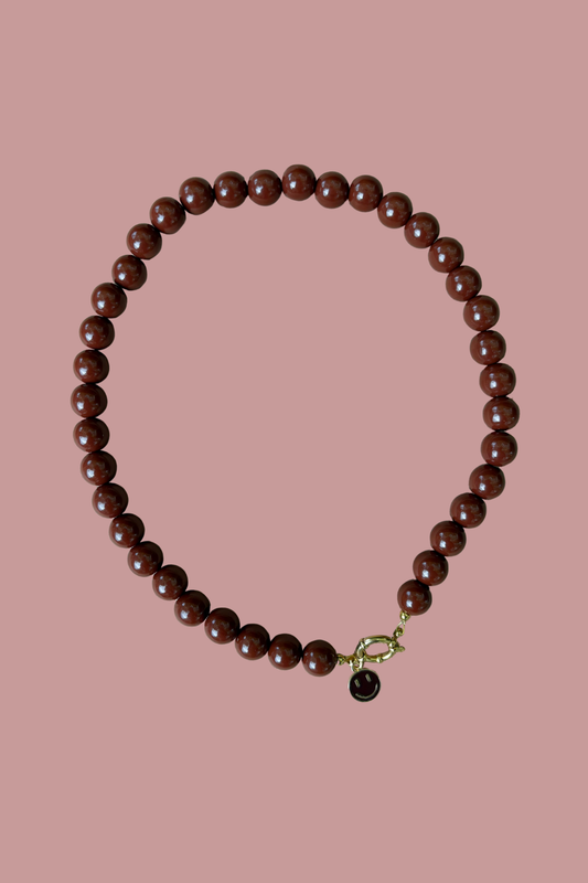 Kralenketting met bedel - Bruin