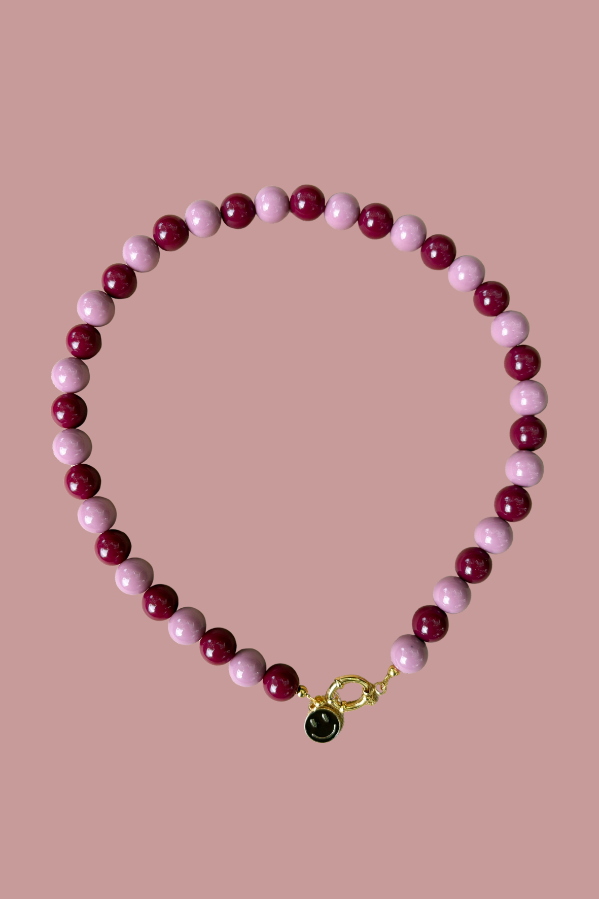 Kralenketting met bedel - Roze/Burgundy