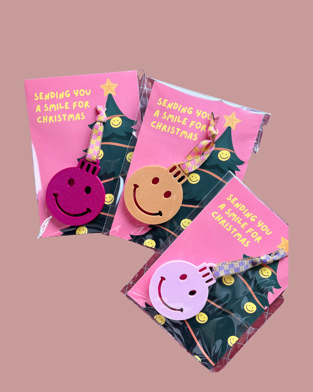 Kaart met kersthanger - Smiley