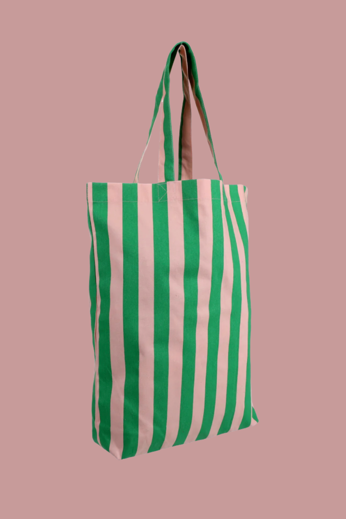 Katoenen tas - Stripes groen/roze