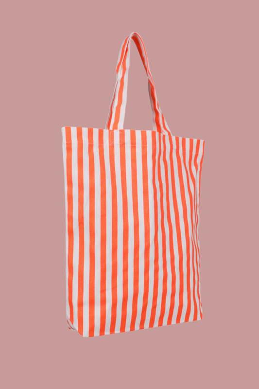 Katoenen tas - Stripes Neon Oranje